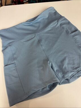 High-Rise Dusty Blue Athletic Shorts with Side Pockets under shorts biker nwot